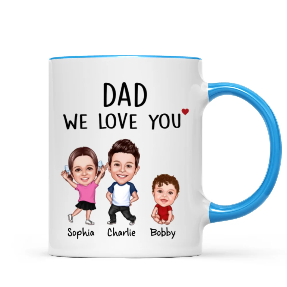 Dad We Love You Funny Caricature Personalized Mug, Father's Day Gift For Him - Image 9