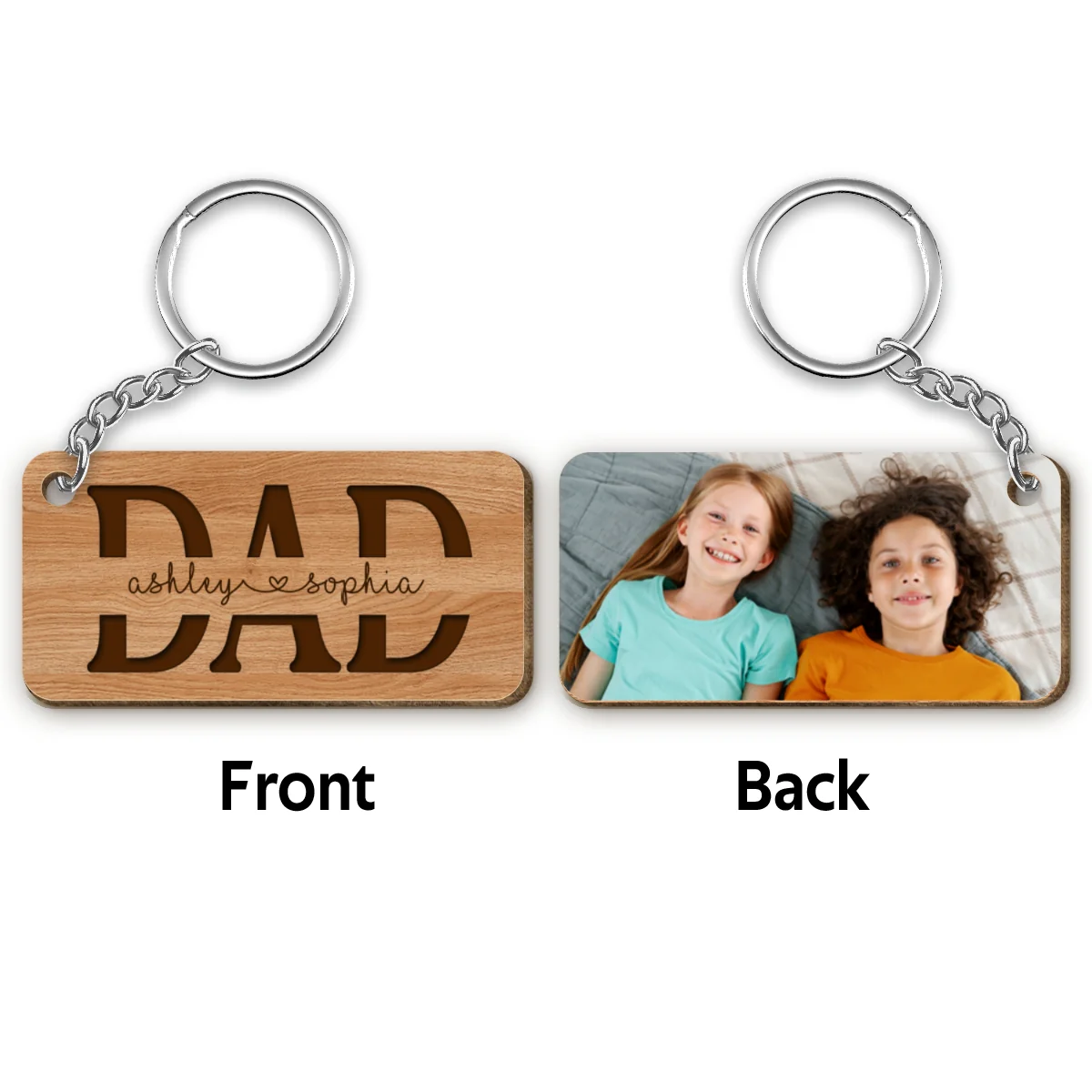 Dad We Love You Gift For Dad Photo Personalized Wooden Keychain - Image 4