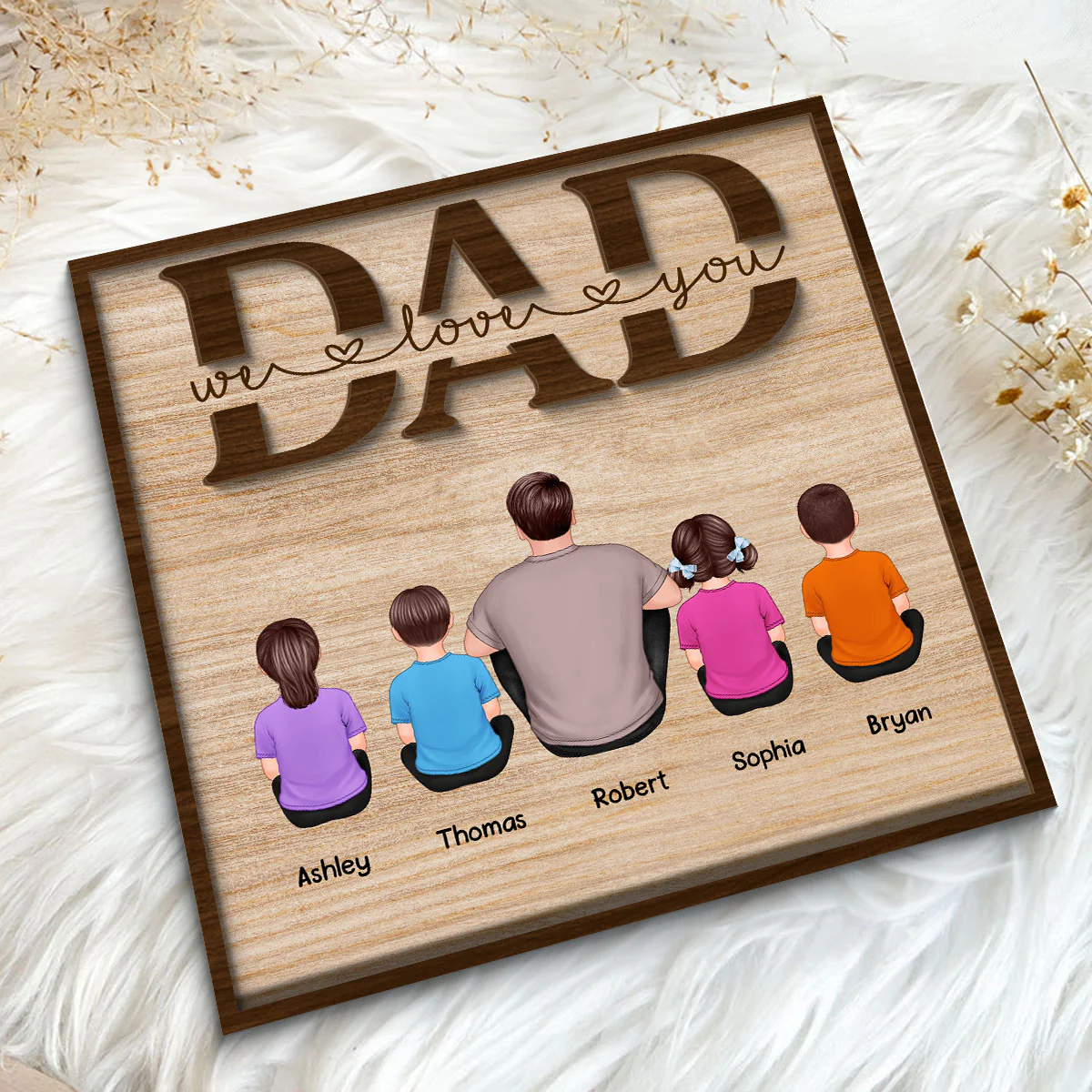 DAD We Love You Gift Personalized 2-Layer Wooden Plaque - Image 5