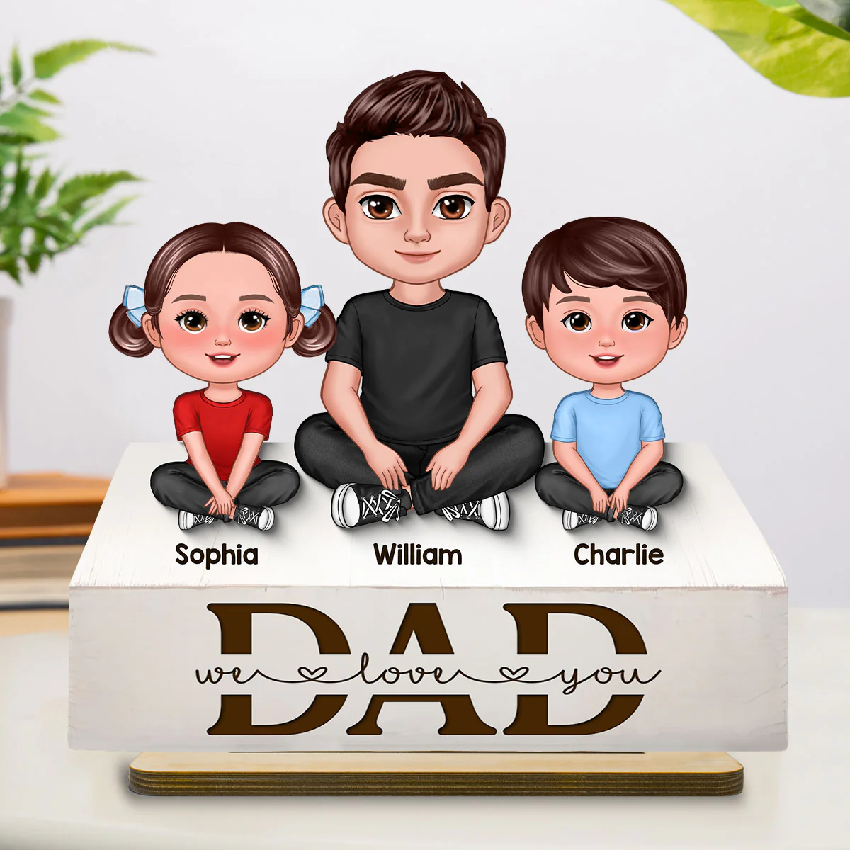 Dad We Love You 2D Flat Printed - Personalized 2-Layer Wooden Plaque - Heartfelt Gift For Dad, Husband