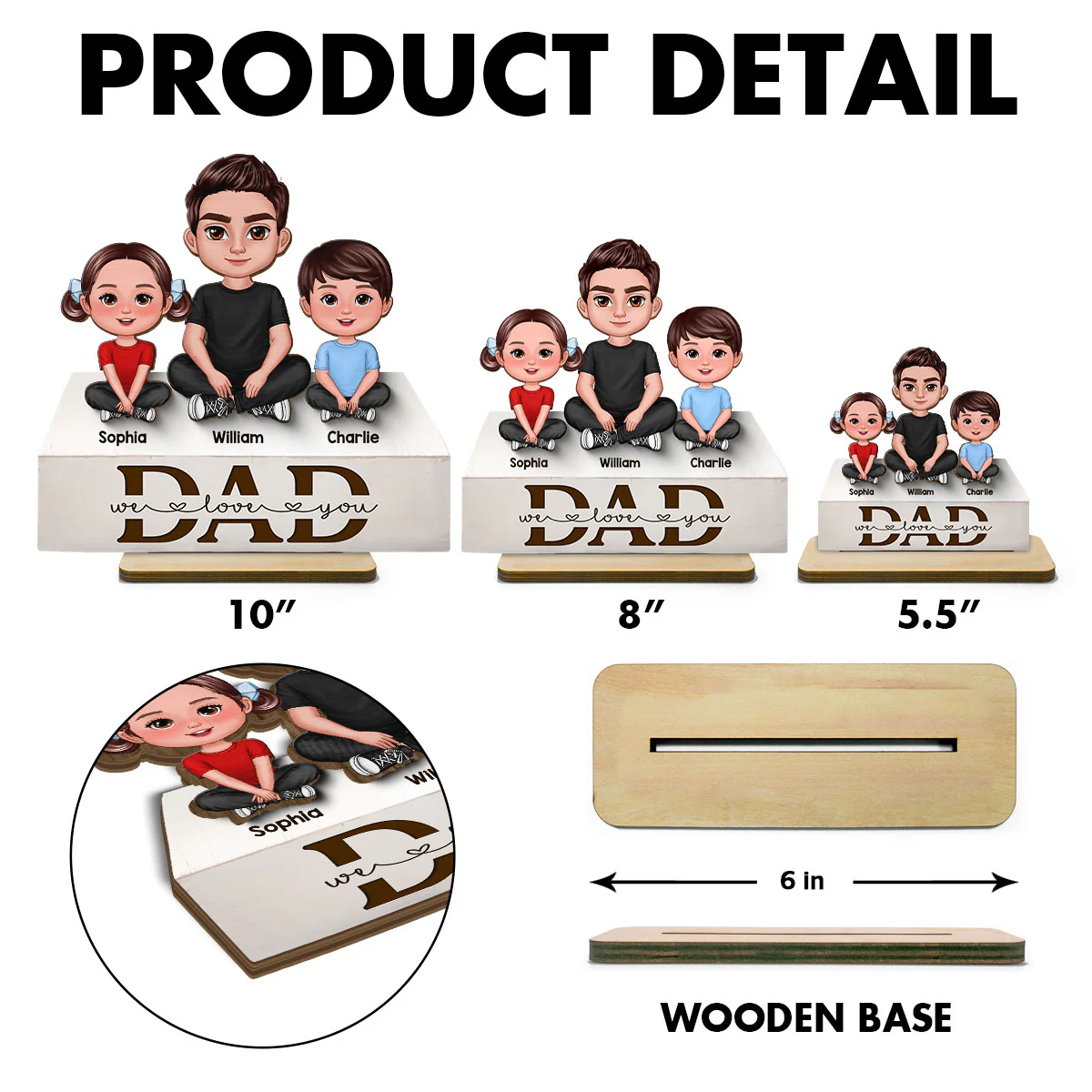 Dad We Love You 2D Flat Printed - Personalized 2-Layer Wooden Plaque - Heartfelt Gift For Dad, Husband - Image 5