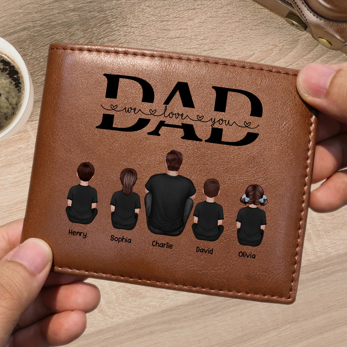Dad We Love You Personalized Printed Leather Wallet, Gift For Husband, Dad - Image 3