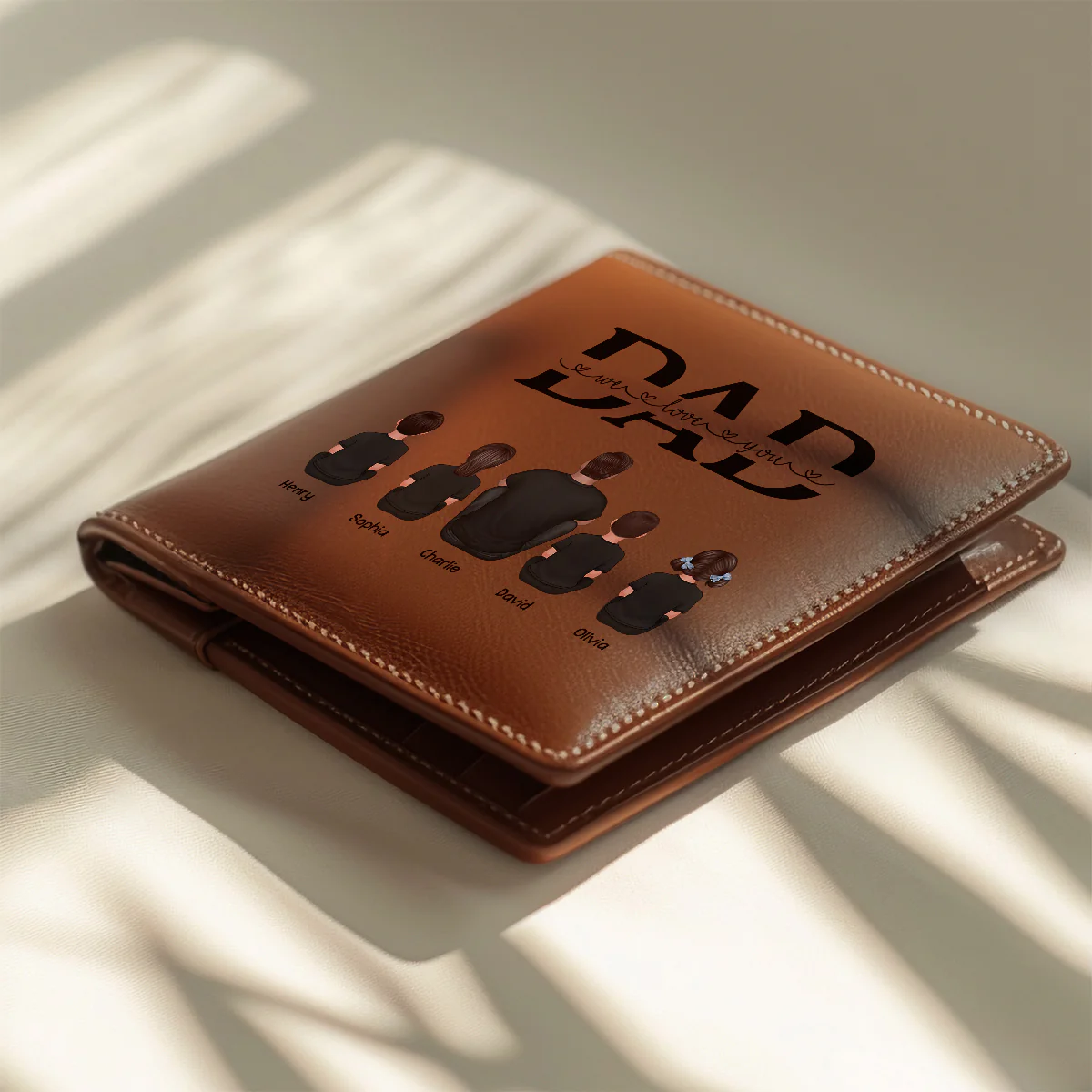 Dad We Love You Personalized Printed Leather Wallet, Gift For Husband, Dad - Image 6