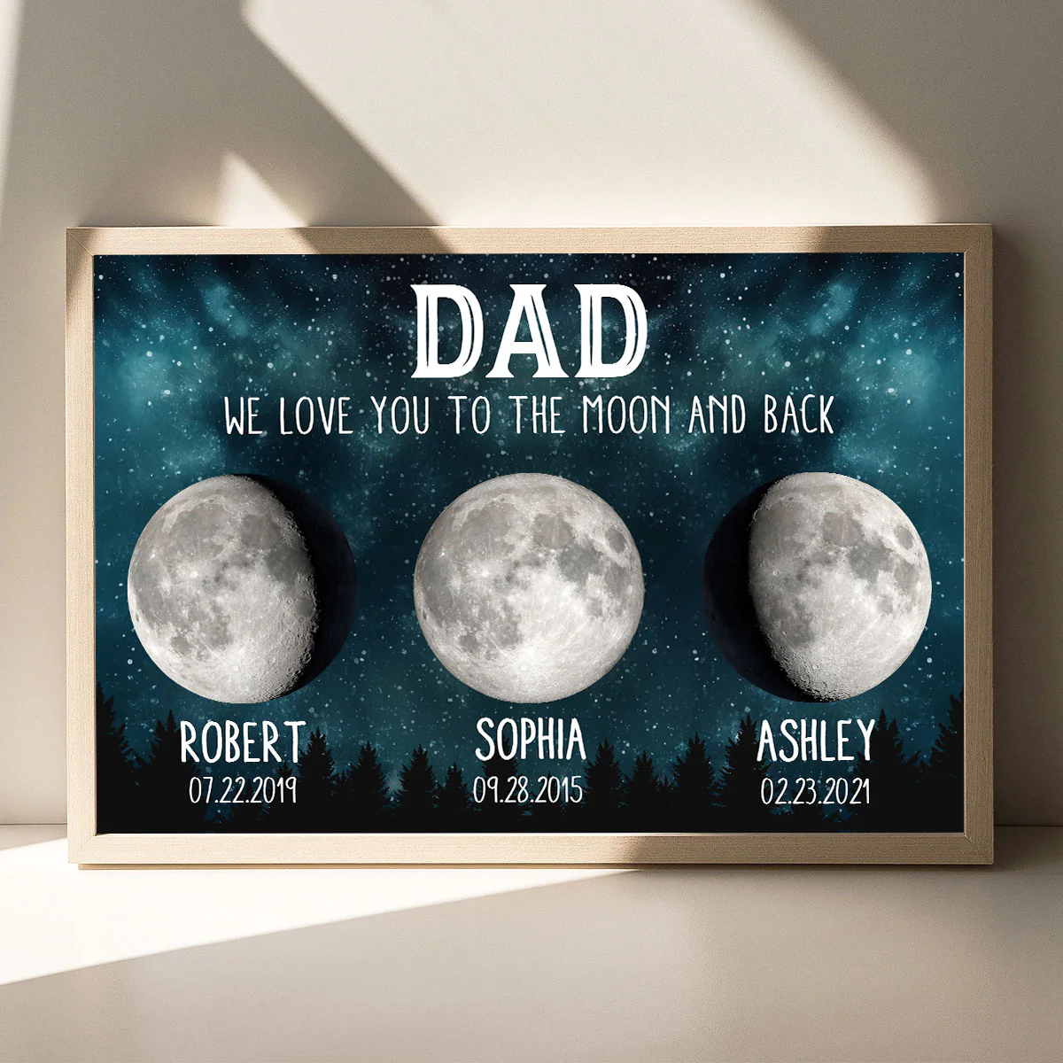 Dad We Love You To The Moon And Back Custom Birth Moon Phase Personalized Poster, Father's Day Gift, Birthday Gift For Dad, Husband - Image 4