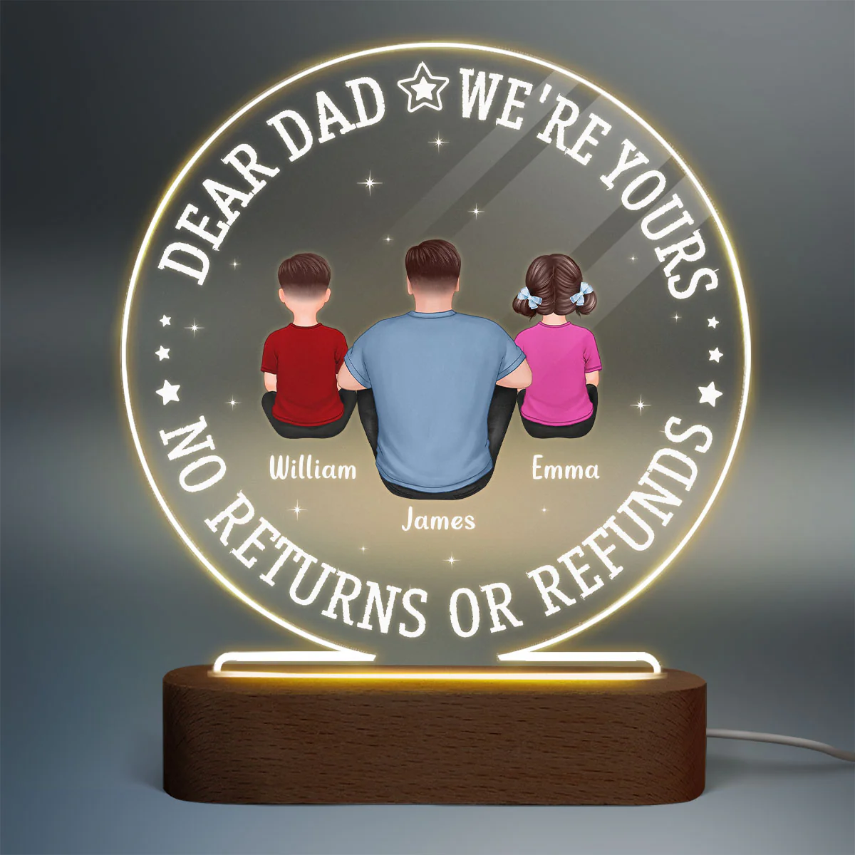 Dad We‘re Yours Personalized Circle LED Night Light - Image 2