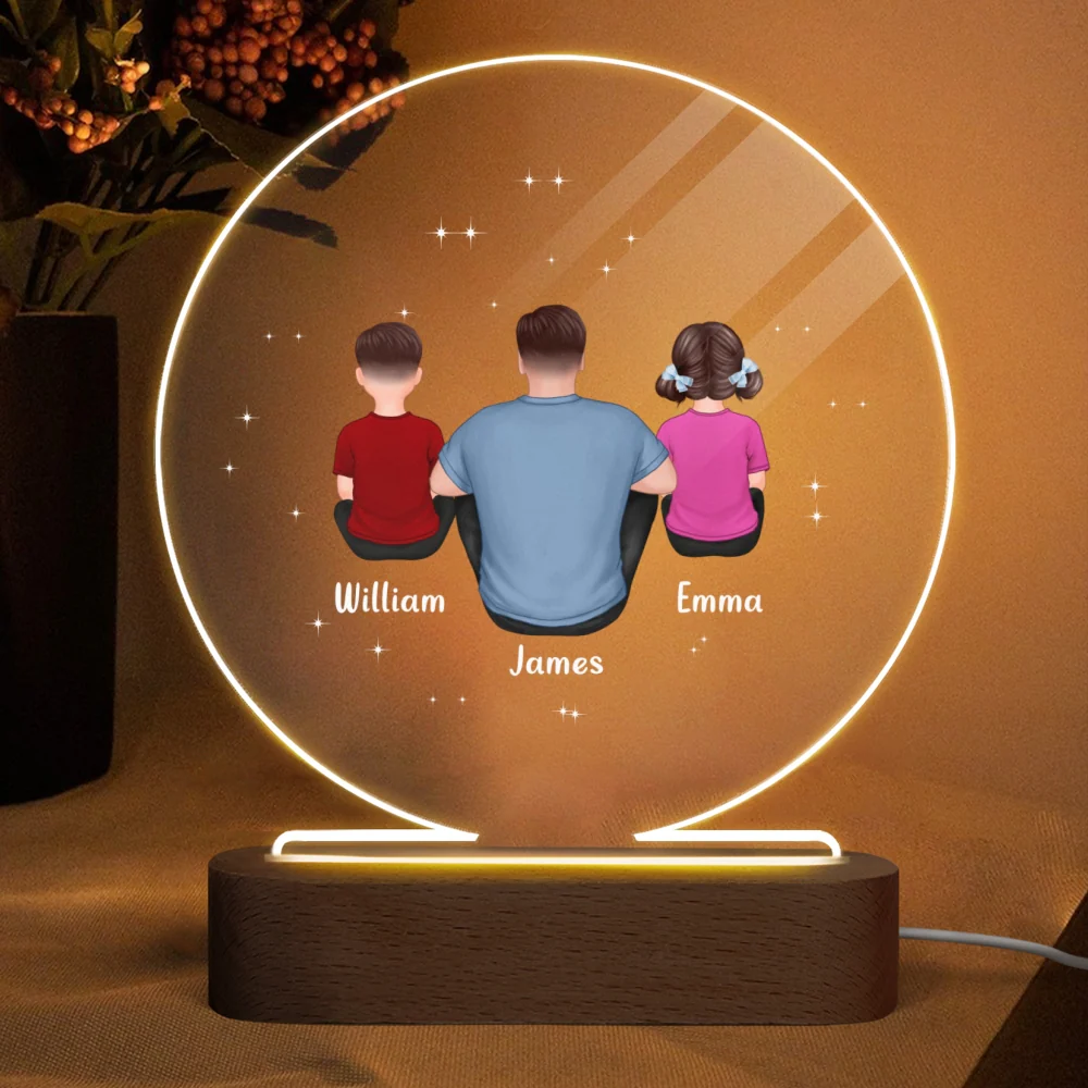 Dad We‘re Yours Personalized Circle LED Night Light - Image 4