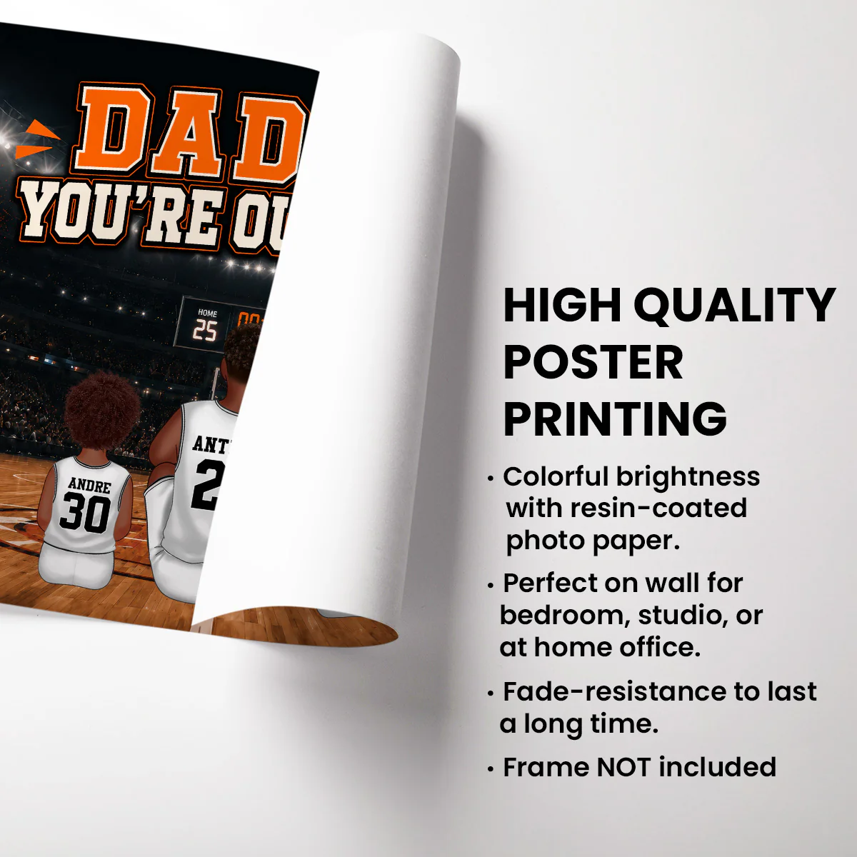 Dad You Are Our MVP Sitting Basketball Man & Kids 2D Flat - Personalized Poster - Father's Day Gift For Basketball Dad - Image 9
