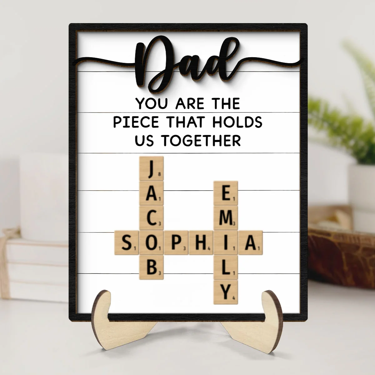 Dad You Are The Piece That Holds Us Together Crossword Puzzle Art Personalized 2-Layer Wooden Plaque - Image 10