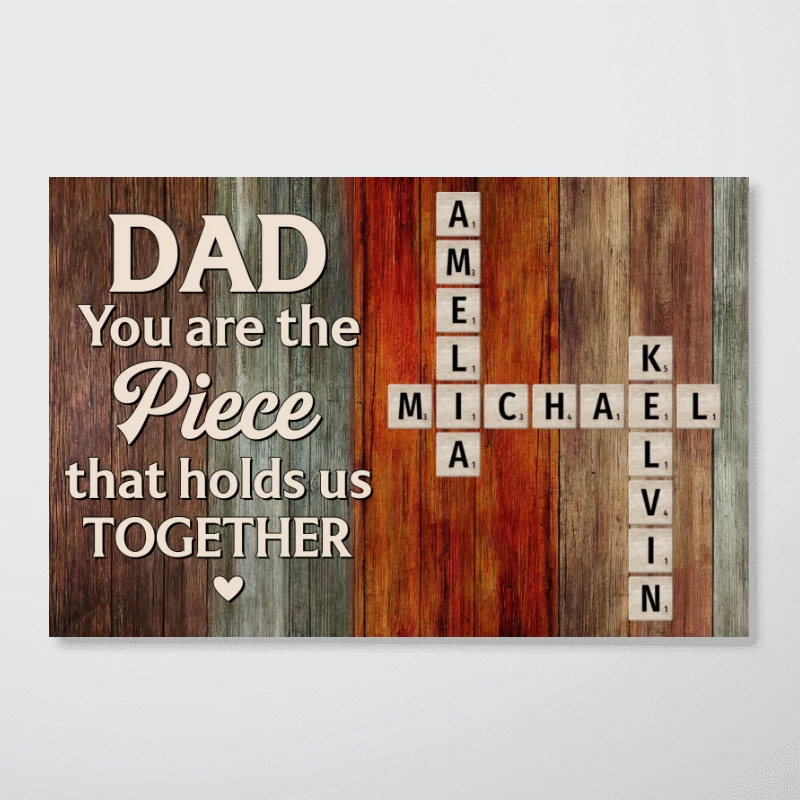 Dad You Are The Piece That Holds Us Together Crossword Puzzle Art Rustic Personalized Poster| Heartfelt Father's Day Gift For Dad - Image 12