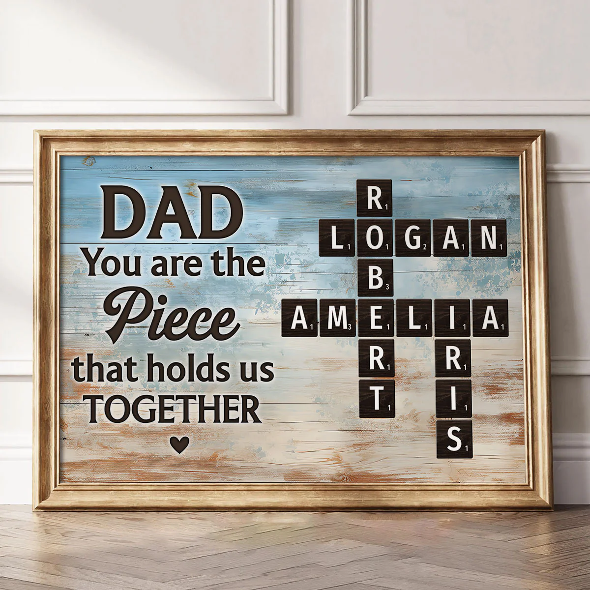 Dad You Are The Piece That Holds Us Together Crossword Puzzle Art Rustic Personalized Poster| Heartfelt Father's Day Gift For Dad - Image 3