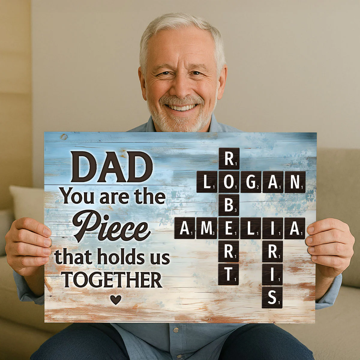 Dad You Are The Piece That Holds Us Together Crossword Puzzle Art Rustic Personalized Poster| Heartfelt Father's Day Gift For Dad - Image 5