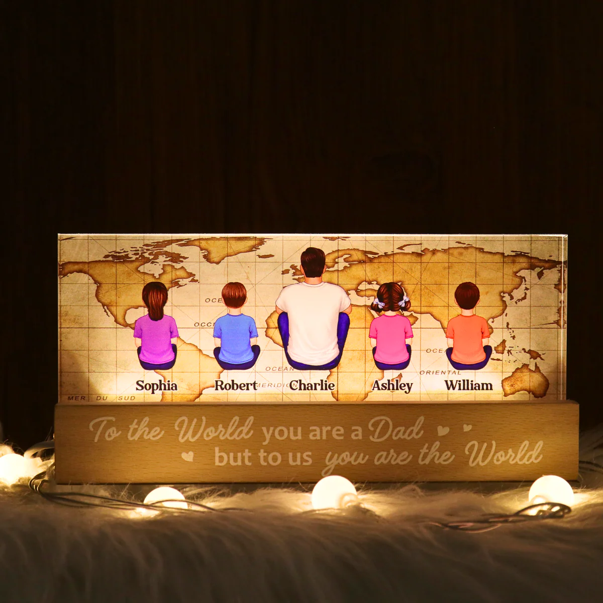 Dad You Are The World Personalized LED Night Light, Gift For Father‘s Day - Image 4