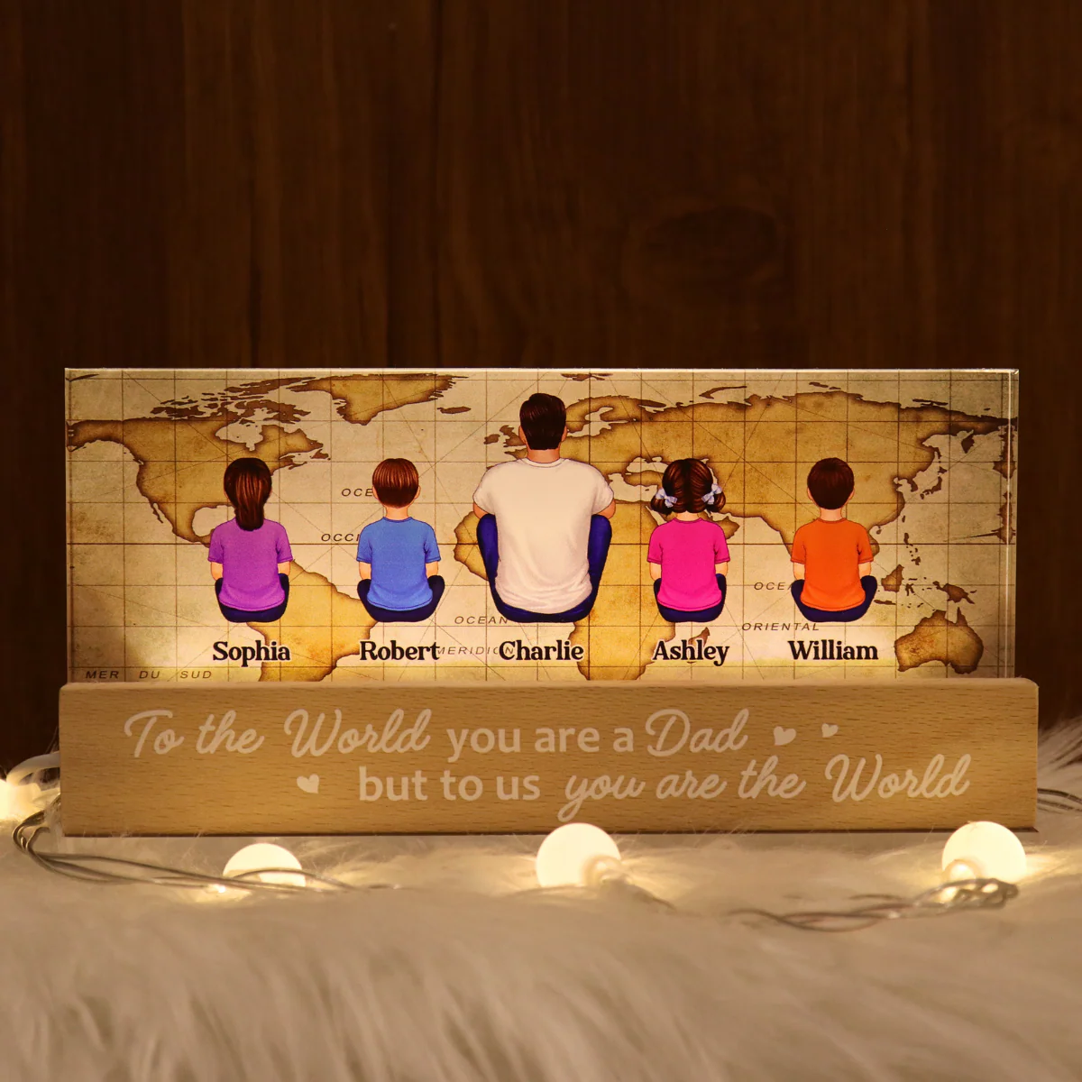 Dad You Are The World Personalized LED Night Light, Gift For Father‘s Day - Image 5