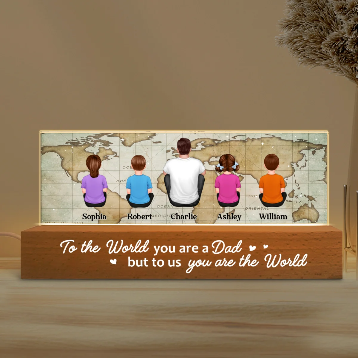 Dad You Are The World Personalized LED Night Light, Gift For Father‘s Day - Image 6