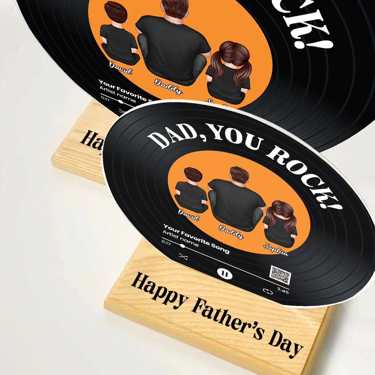 Dad You Rock Favorite Song Scannable QR Code Personalized Acrylic Record Plaque, Gift For Dad - Image 6