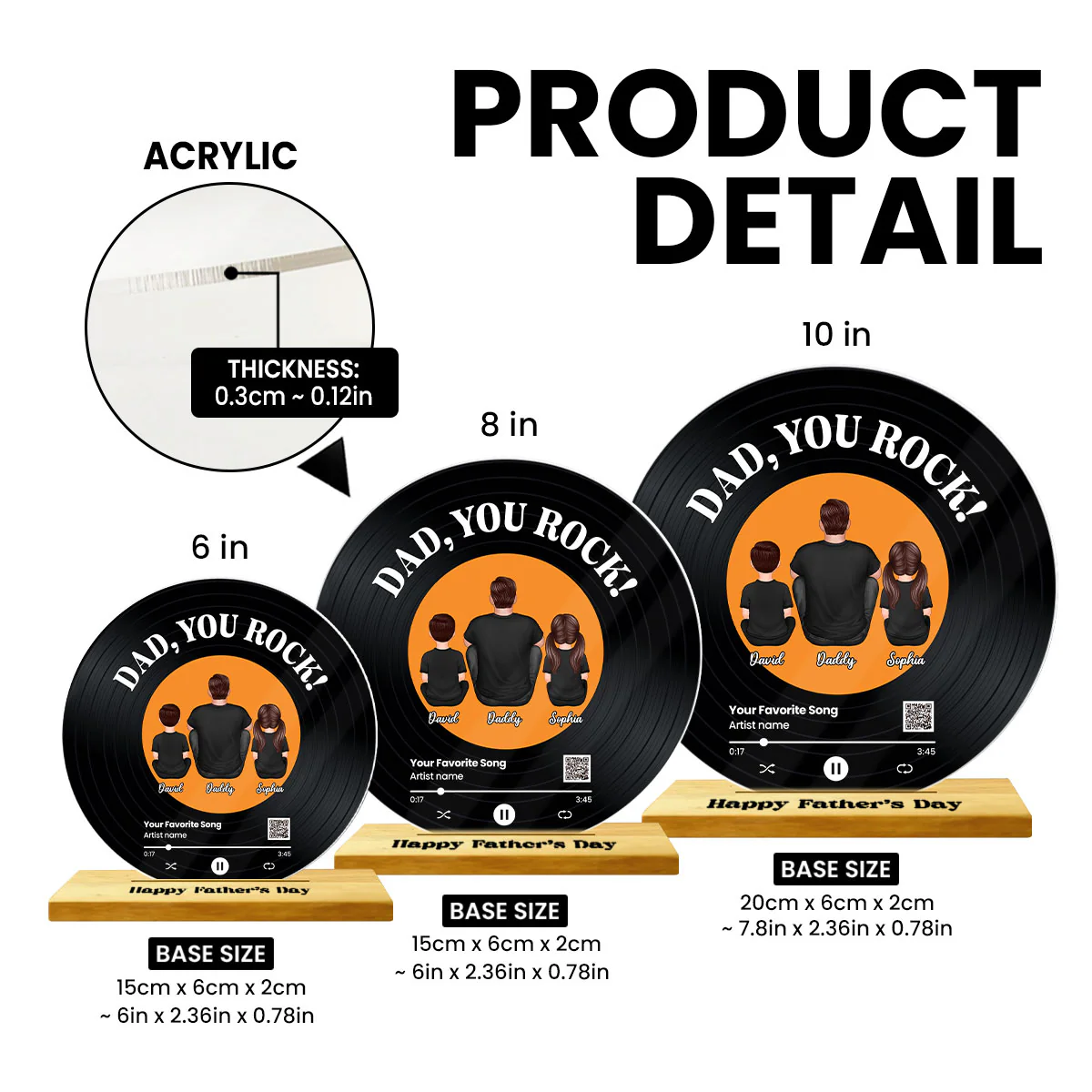 Dad You Rock Favorite Song Scannable QR Code Personalized Acrylic Record Plaque, Gift For Dad - Image 7