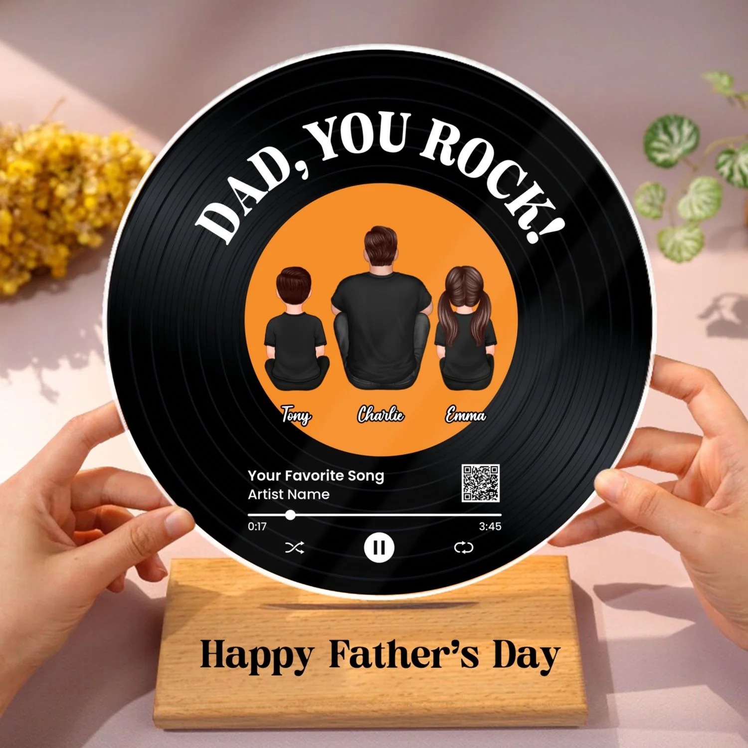 Dad You Rock Favorite Song Scannable QR Code Personalized Acrylic Record Plaque, Gift For Dad - Image 8