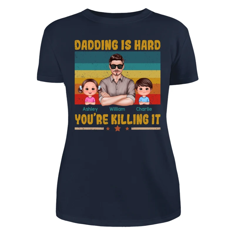 Dadding Is Hard Man & Doll Kids Personalized Shirt - Image 10