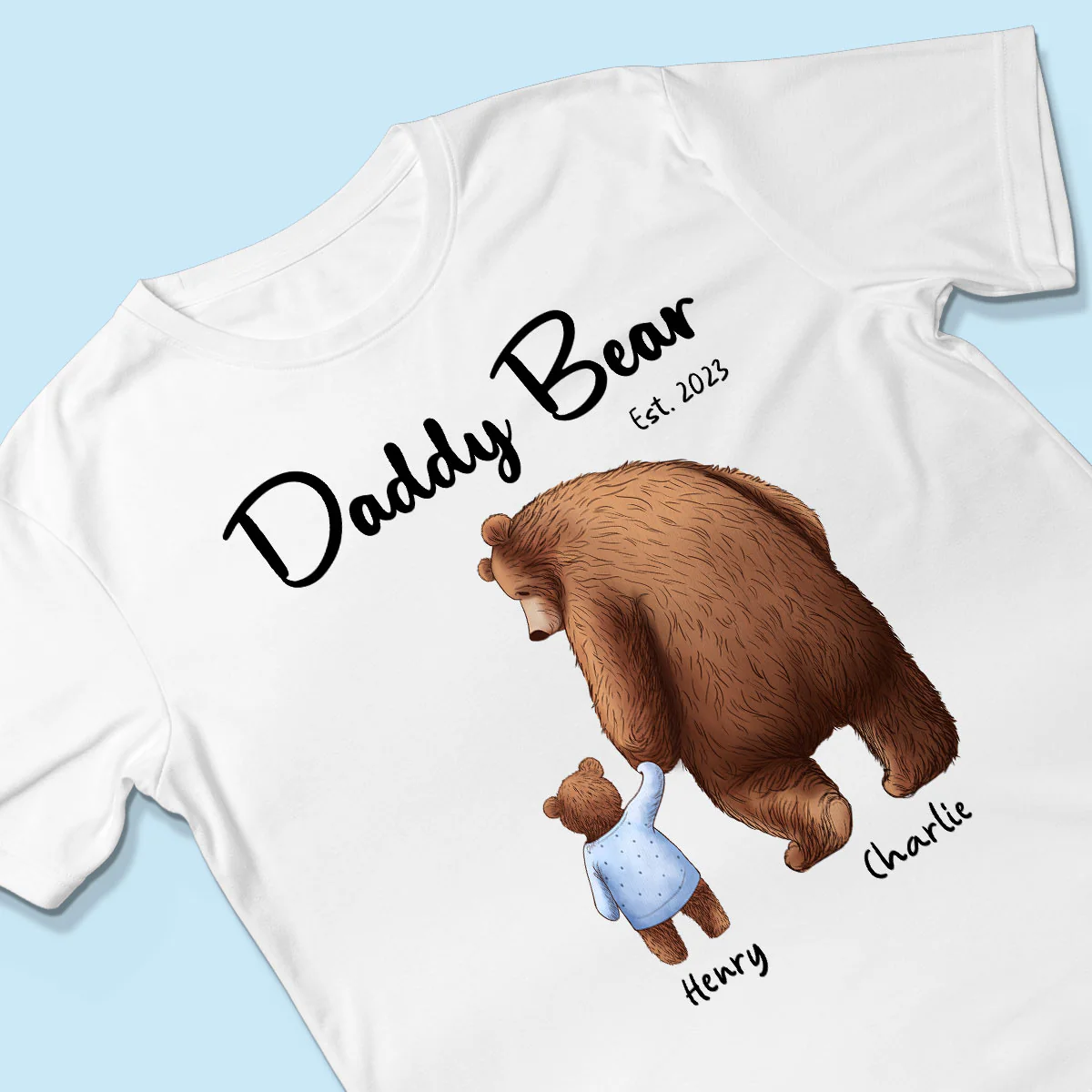 Daddy Bear Est. Papa Bear Father‘s Day Gift For Husband Dad Grandpa Personalized Shirt - Image 3
