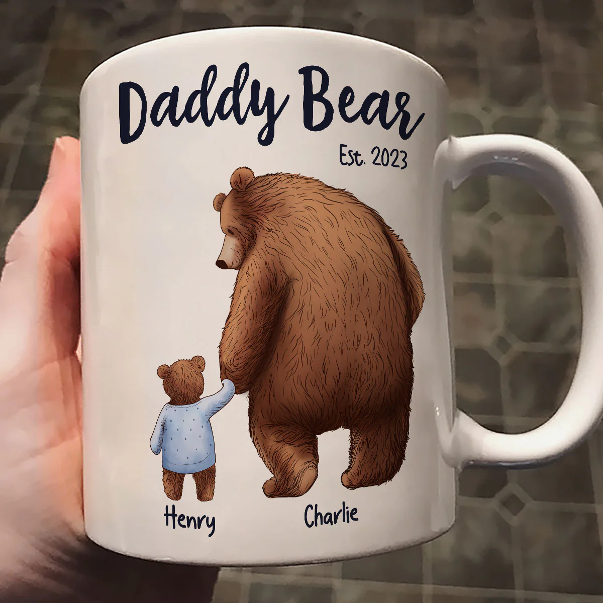 Daddy Bear Papa Bear Father‘s Day Gift For Husband Dad Grandpa Personalized Mug - Image 2