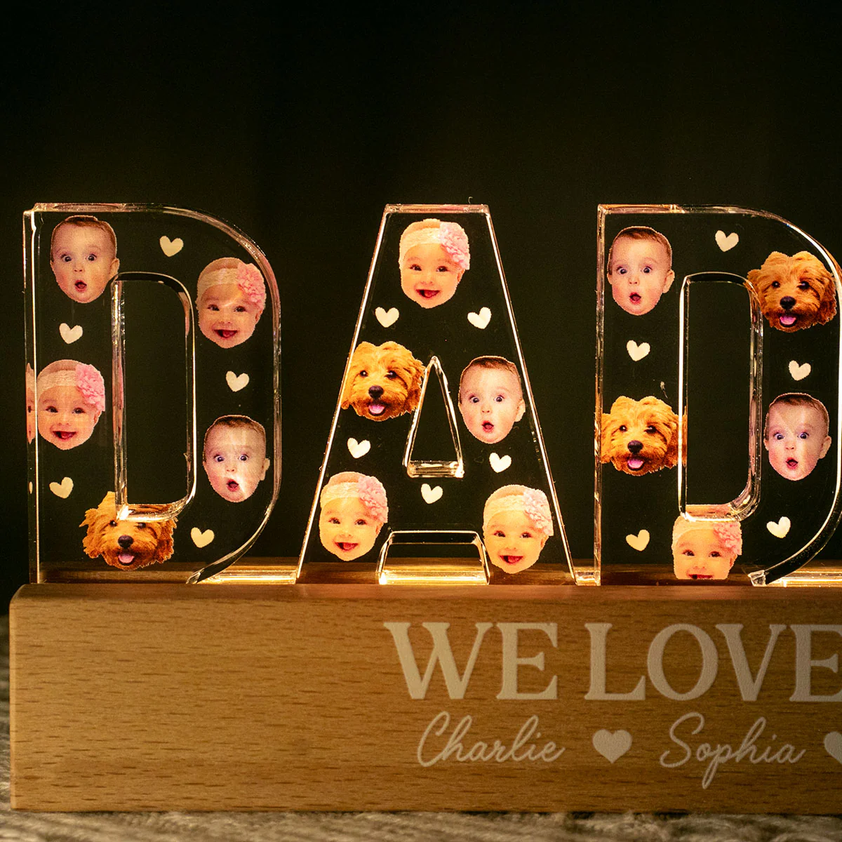 Daddy Custom Face Photo Personalized LED Night Light, Gift For Dad - Image 2