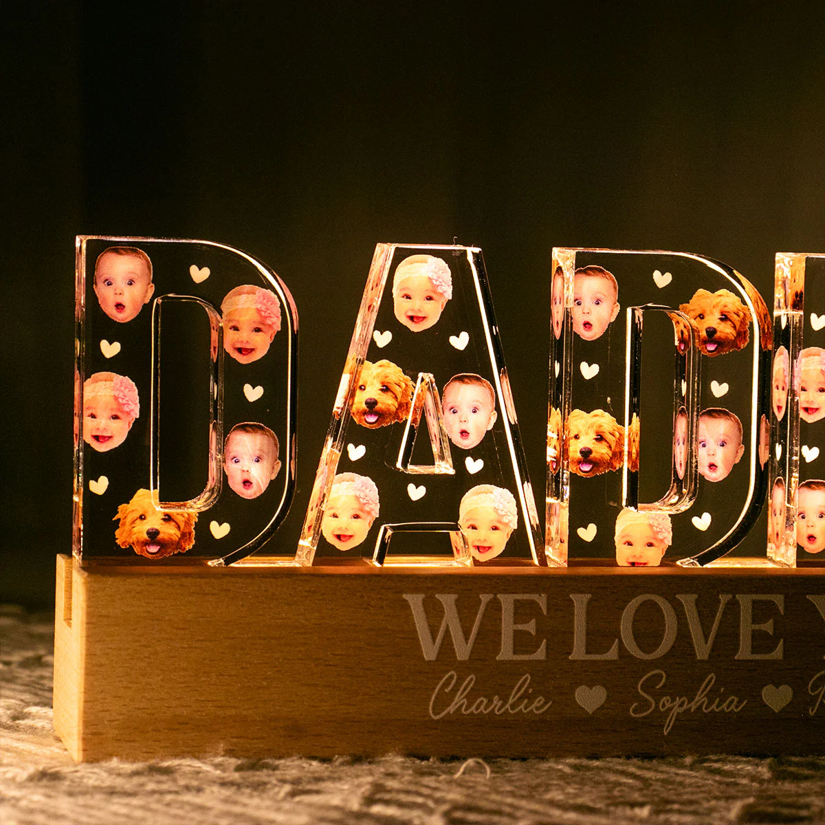 Daddy Custom Face Photo Personalized LED Night Light, Gift For Dad - Image 3