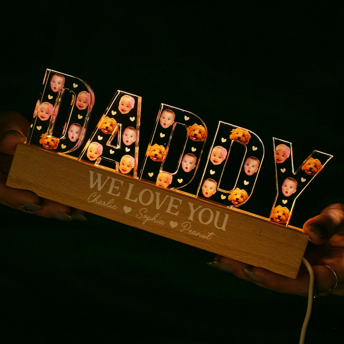 Daddy Custom Face Photo Personalized LED Night Light, Gift For Dad - Image 4
