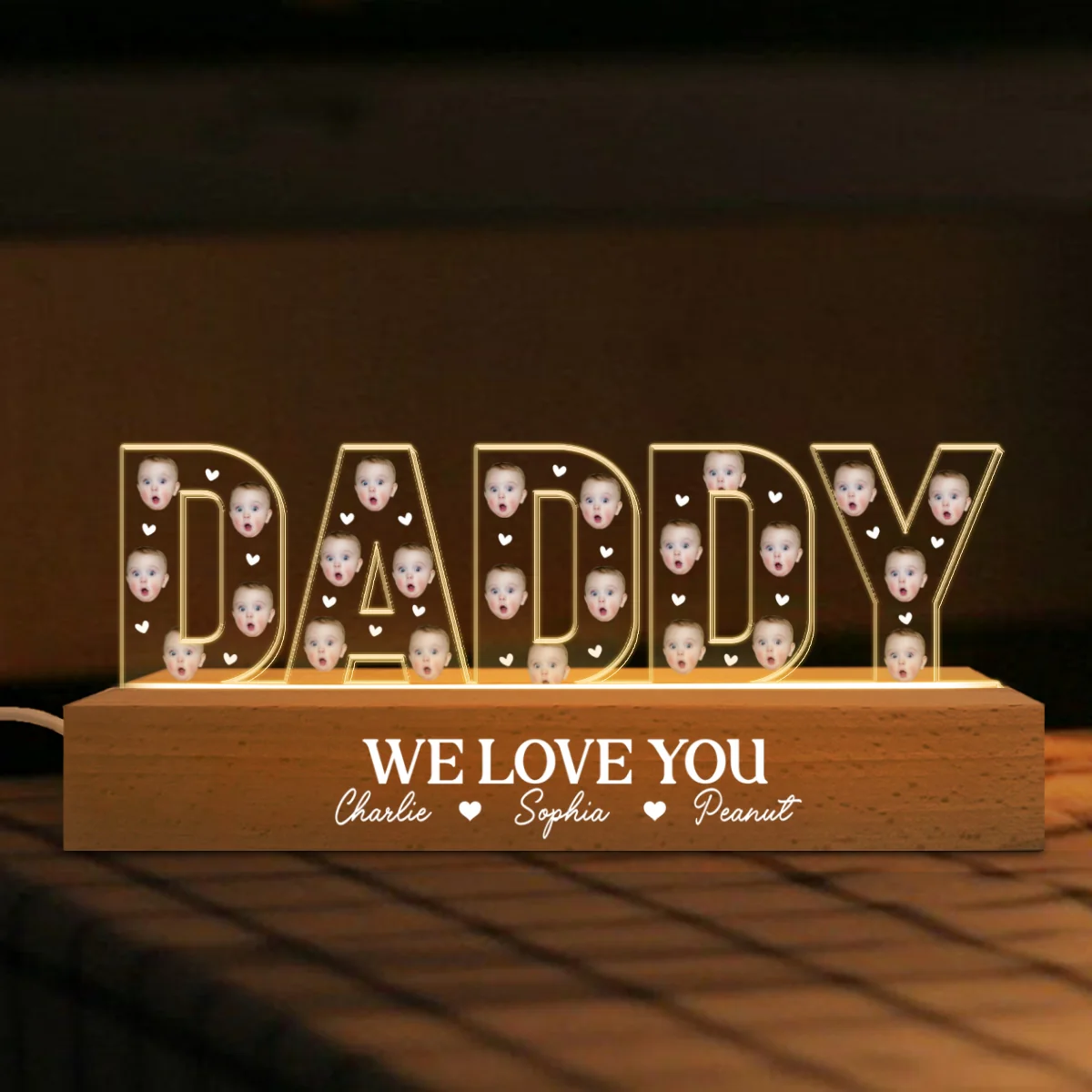 Daddy Custom Face Photo Personalized LED Night Light, Gift For Dad - Image 6