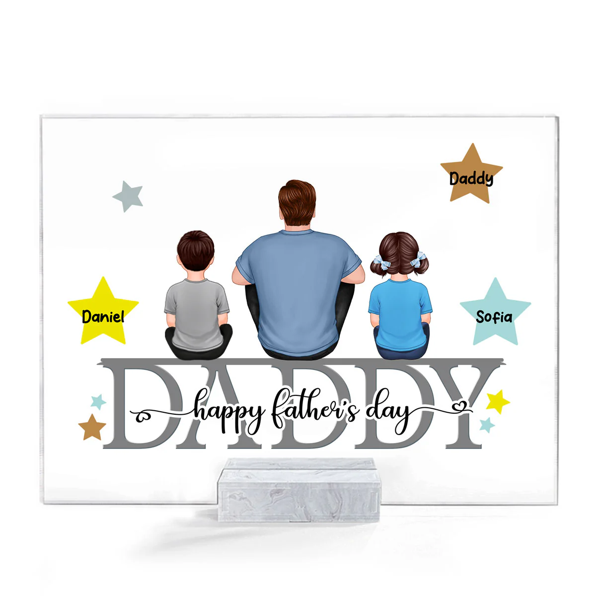 Daddy Grandpa And Kids On Text Stars Personalized Acrylic Plaque - Image 2