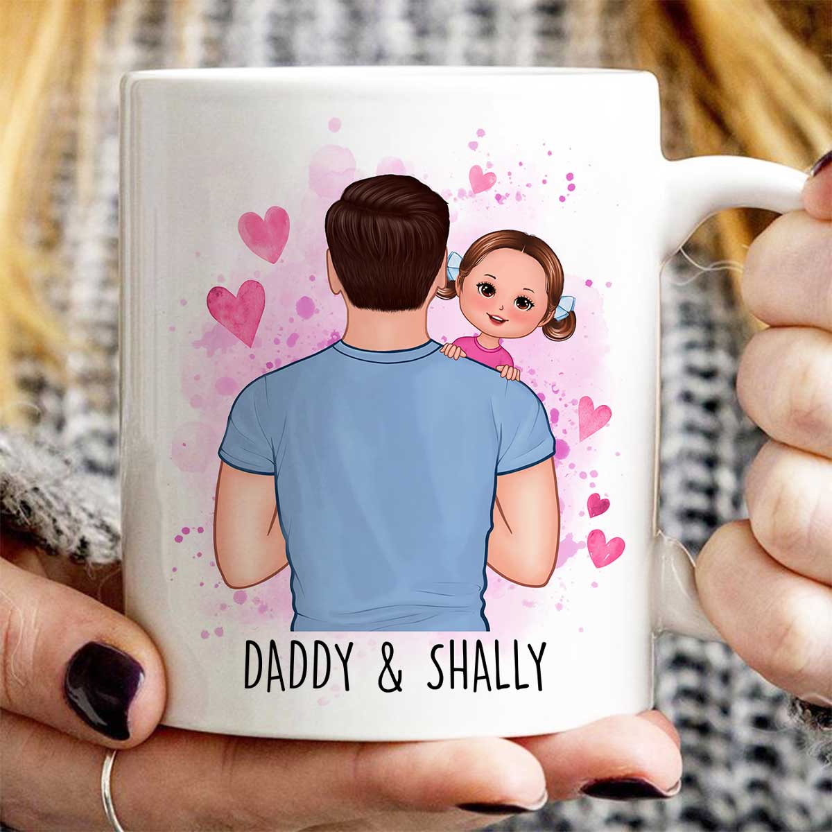 Daddy Grandpa Carrying Kids Watercolor Personalized Mug - Image 2