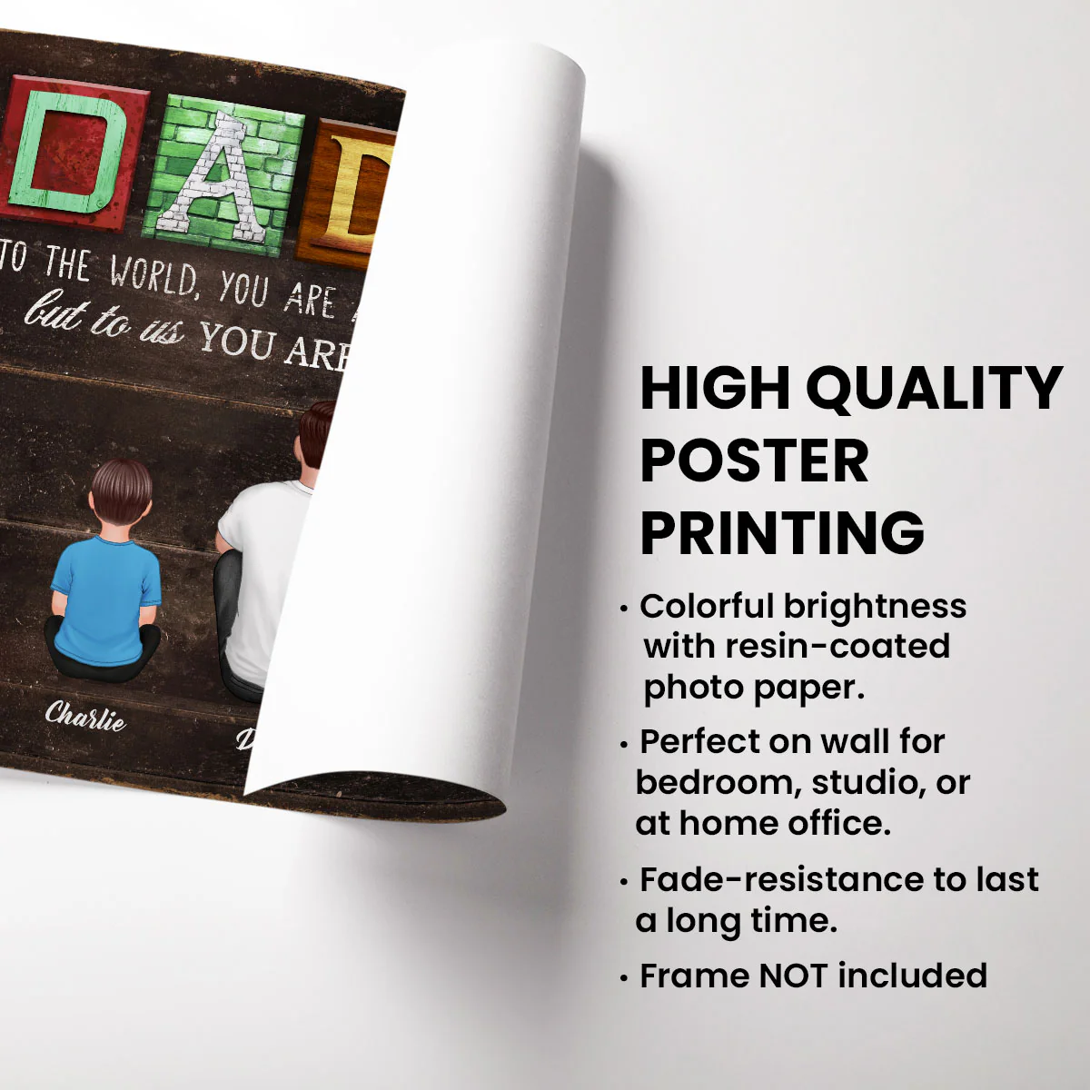 Daddy Letters To The World Personalized Poster - Image 3
