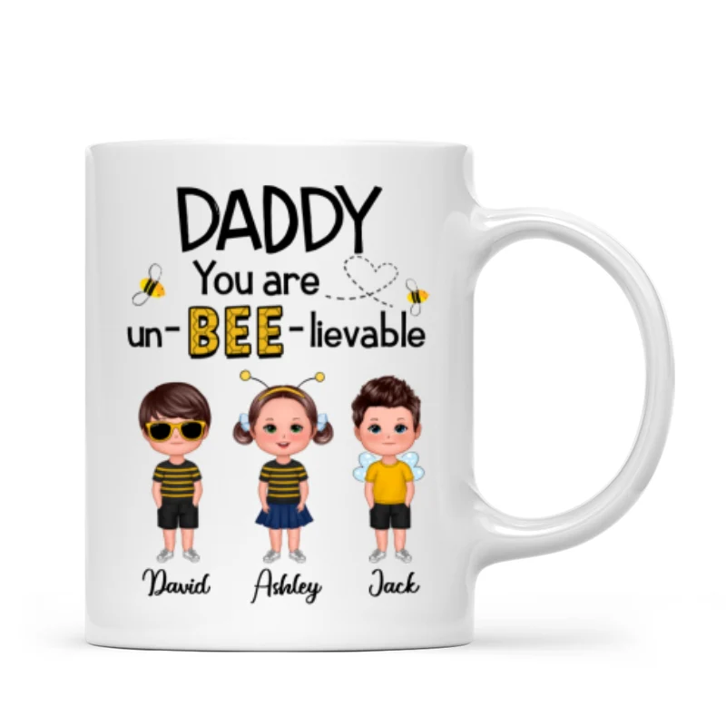 Daddy Mommy Grandpa Grandma You Are Un-BEE-lievable Personalized Mug - Image 4