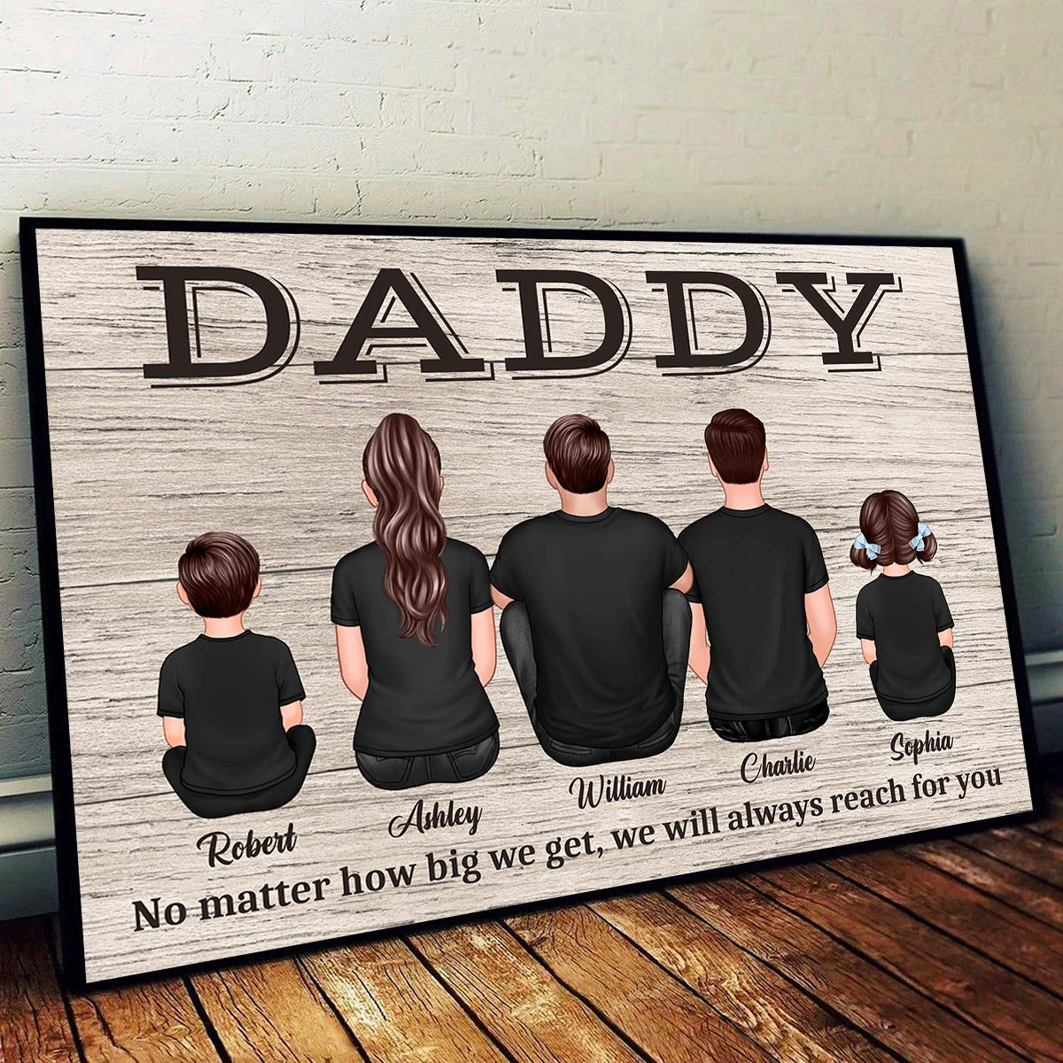 Daddy No Matter How Big We Get Gift For Dad Personalized Horizontal Poster - Image 2