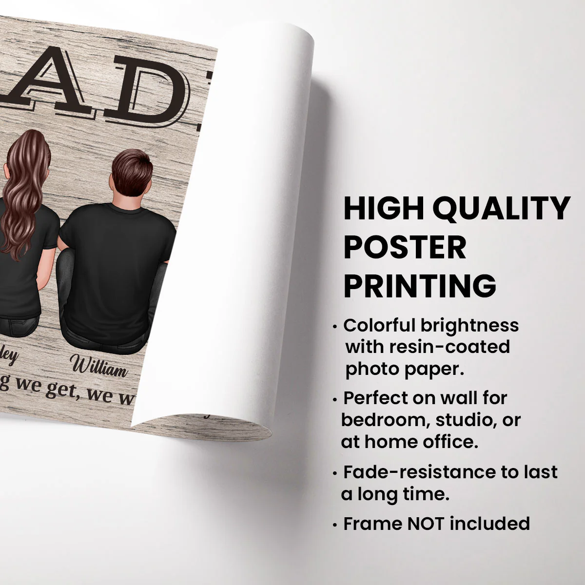 Daddy No Matter How Big We Get Gift For Dad Personalized Horizontal Poster - Image 3