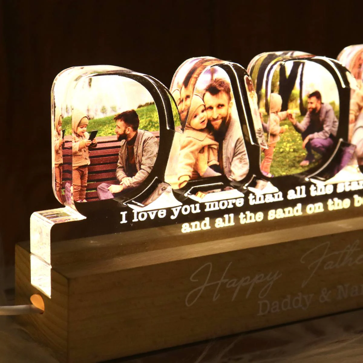 DADDY Photos Insert We Love You Personalized LED Night Light, Father's Day Gift For Dad, Husband - Image 4