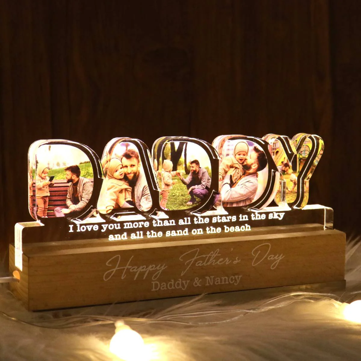 DADDY Photos Insert We Love You Personalized LED Night Light, Father's Day Gift For Dad, Husband - Image 5