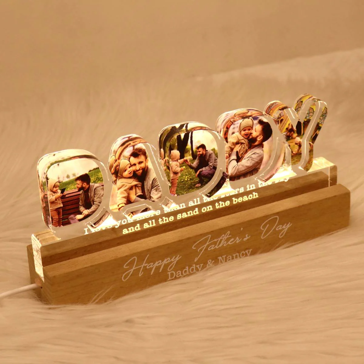 DADDY Photos Insert We Love You Personalized LED Night Light, Father's Day Gift For Dad, Husband - Image 6