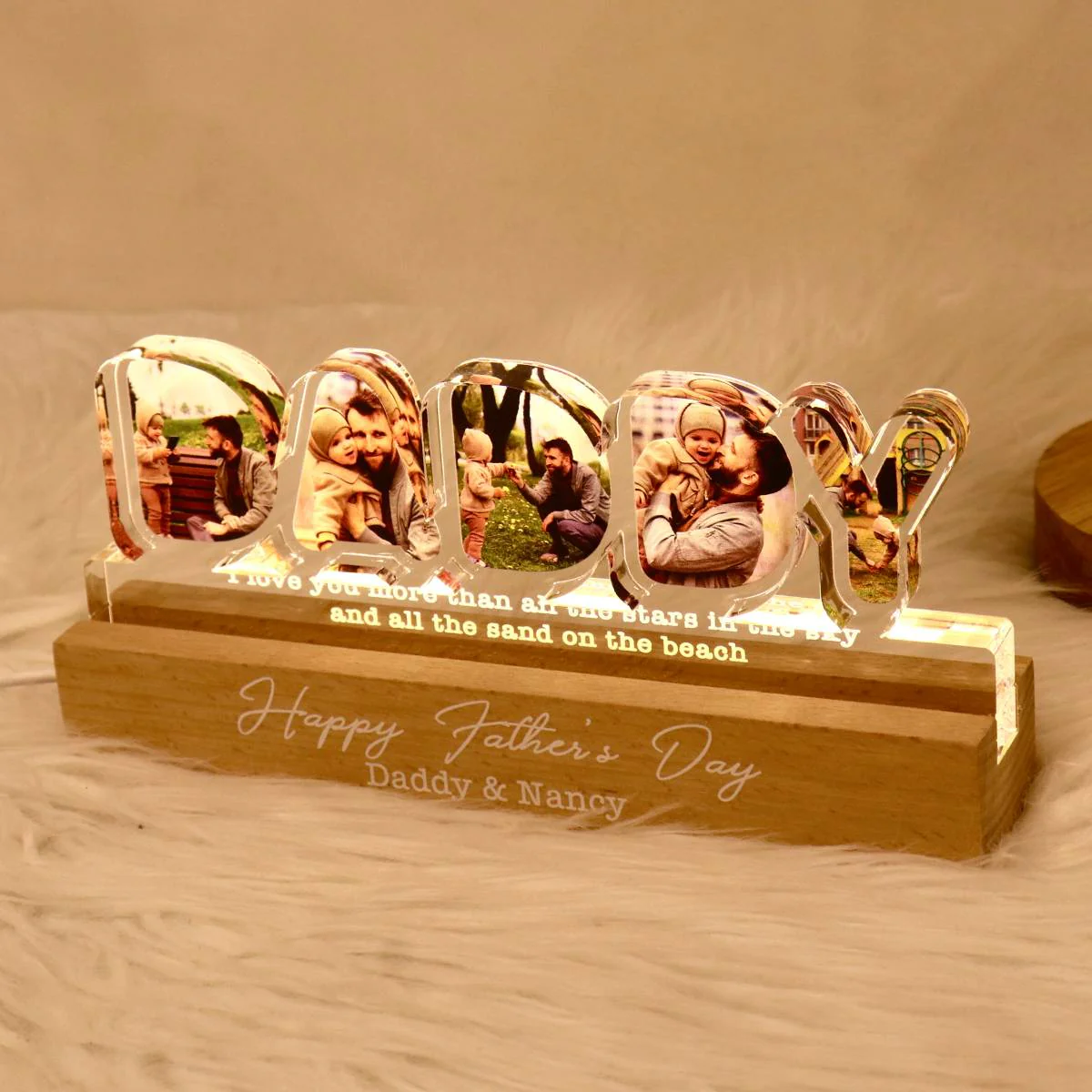DADDY Photos Insert We Love You Personalized LED Night Light, Father's Day Gift For Dad, Husband - Image 7