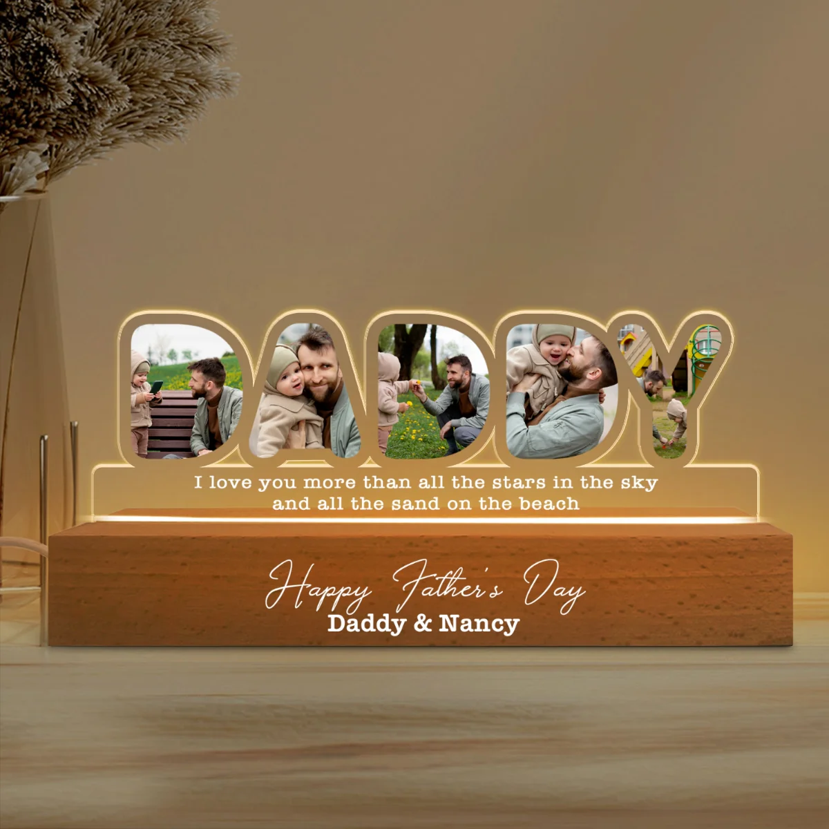 DADDY Photos Insert We Love You Personalized LED Night Light, Father's Day Gift For Dad, Husband - Image 8