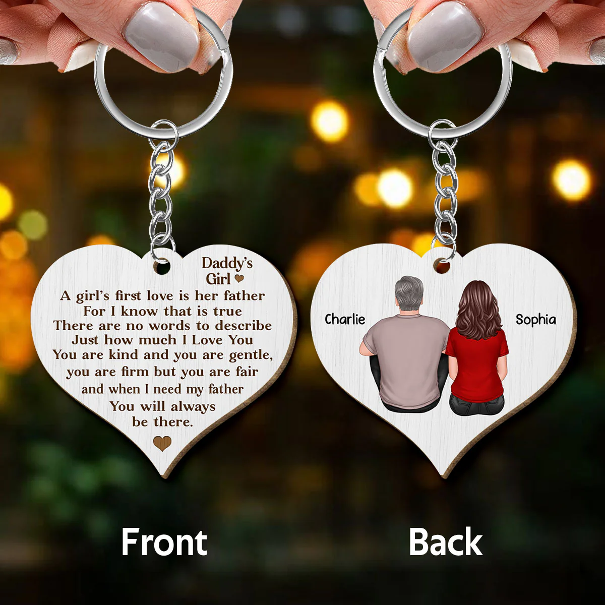 Daddy‘s Girl Personalized Wooden Keychain - Image 3