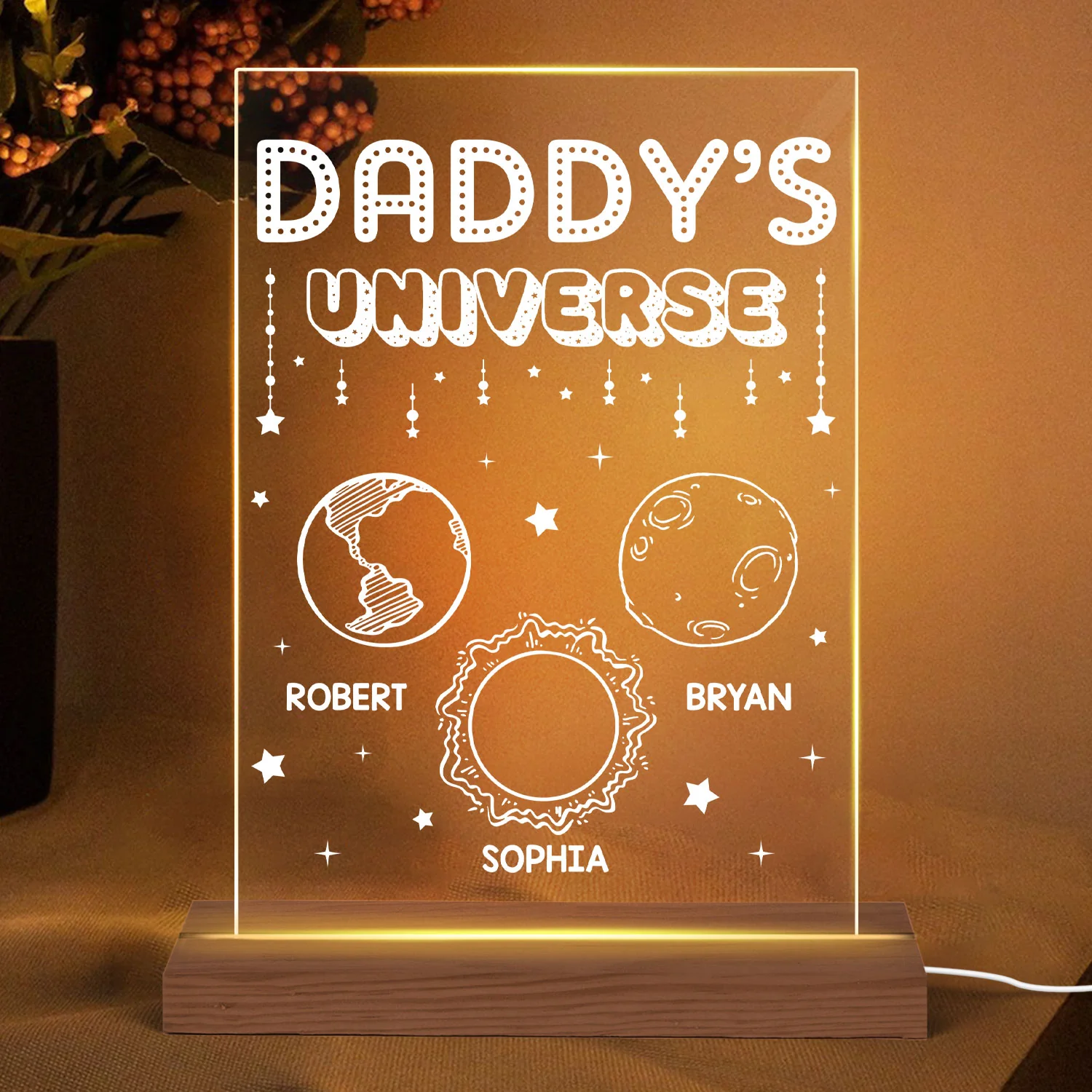 Daddy‘s Universe Personalized Rectangle Acrylic LED Night Light