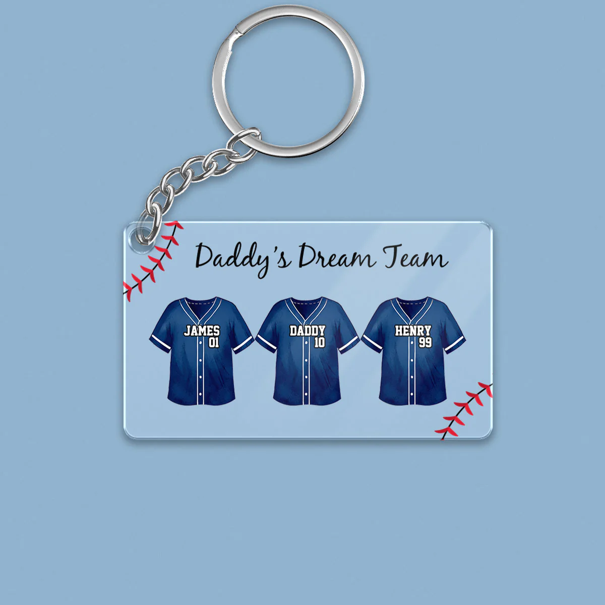Daddy Team Baseball Personalized Acrylic Keychain - Image 2