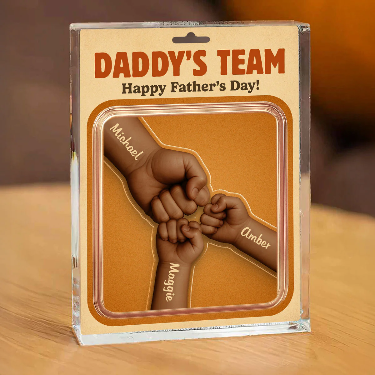 Daddy Team Fist Bump Custom Figure Personalized Acrylic Block Plaque, gift - Image 2
