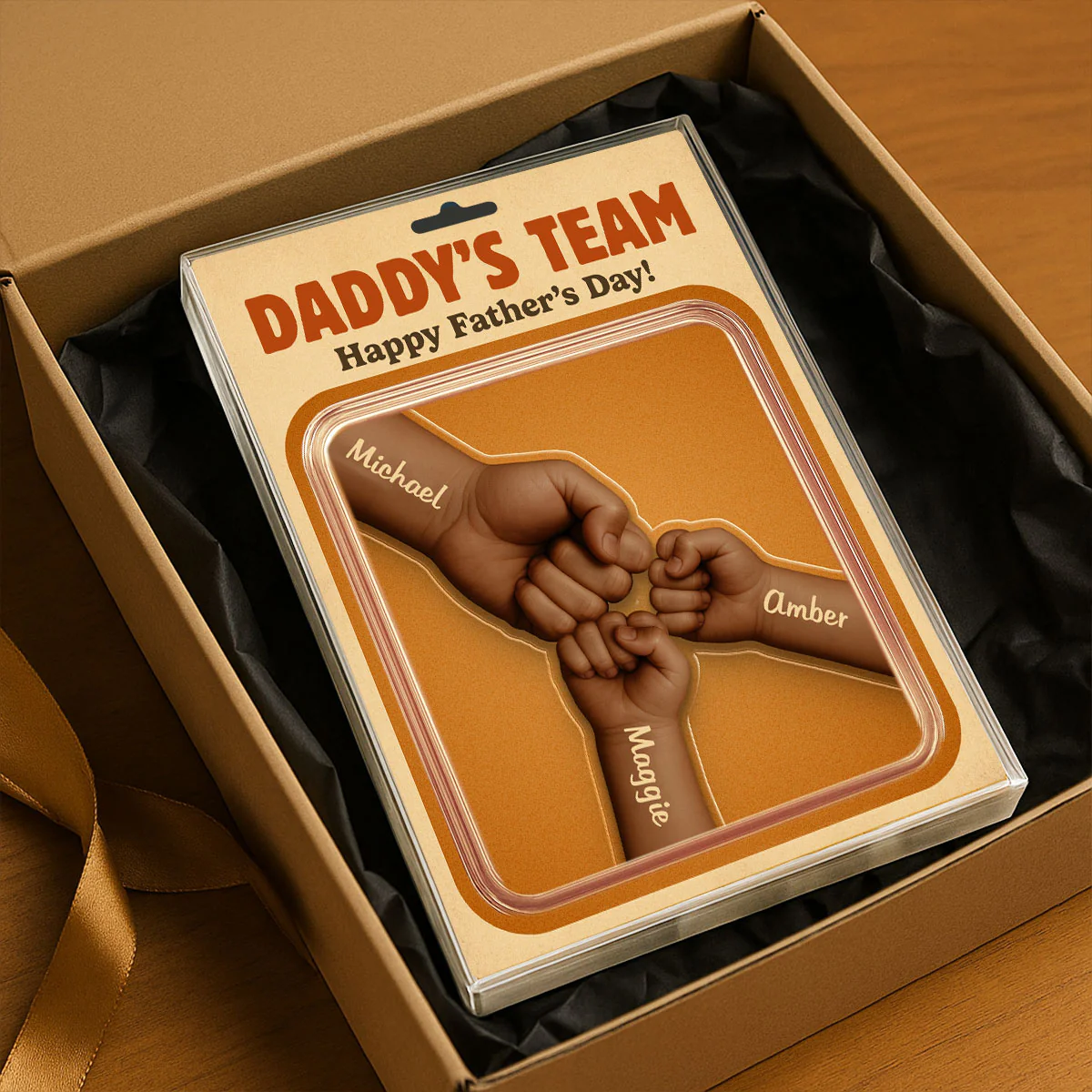 Daddy Team Fist Bump Custom Figure Personalized Acrylic Block Plaque, gift - Image 5