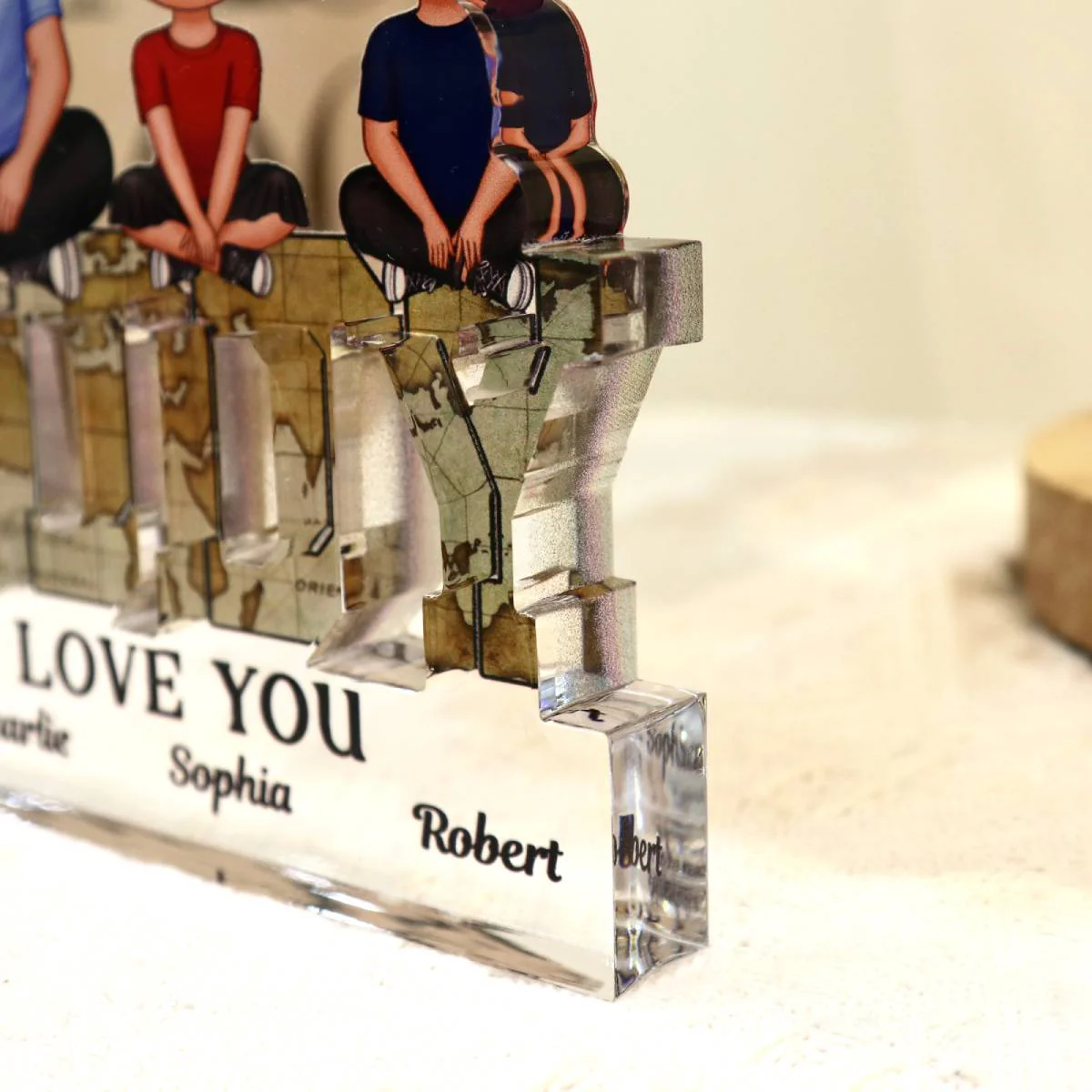Daddy We Love You Dad & Kids Sitting On Word Personalized Acrylic Block Plaque - Image 7
