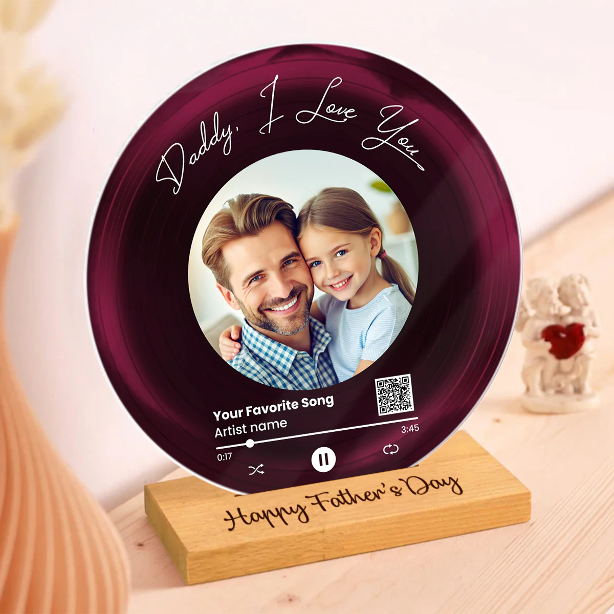 Daddy We Love You Upload Photo Favorite Song Scannable QR Code Personalized Acrylic Record Plaque - Image 11