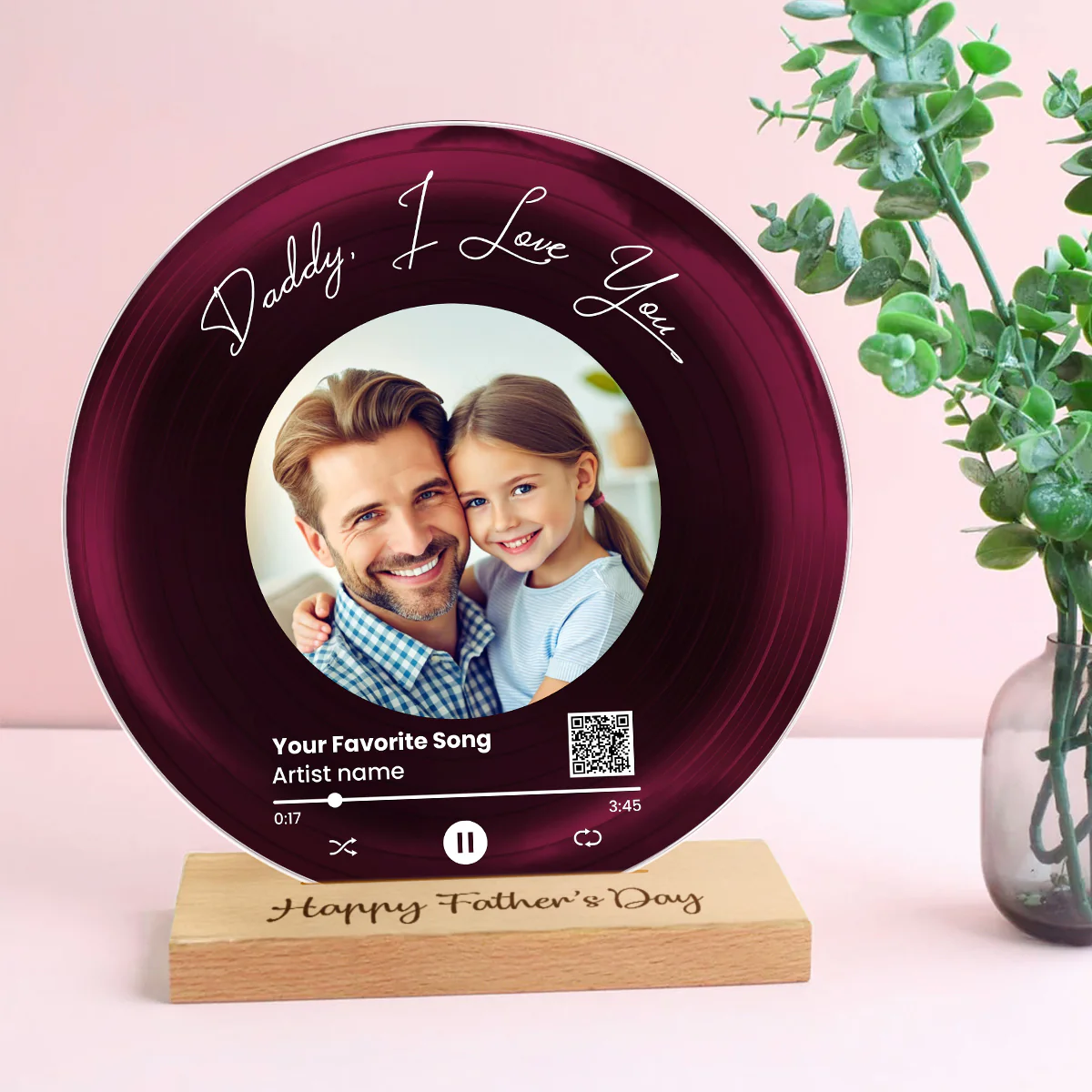 Daddy We Love You Upload Photo Favorite Song Scannable QR Code Personalized Acrylic Record Plaque - Image 12