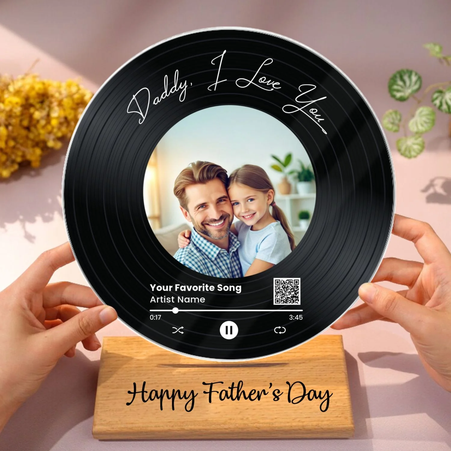 Daddy We Love You Upload Photo Favorite Song Scannable QR Code Personalized Acrylic Record Plaque - Image 14