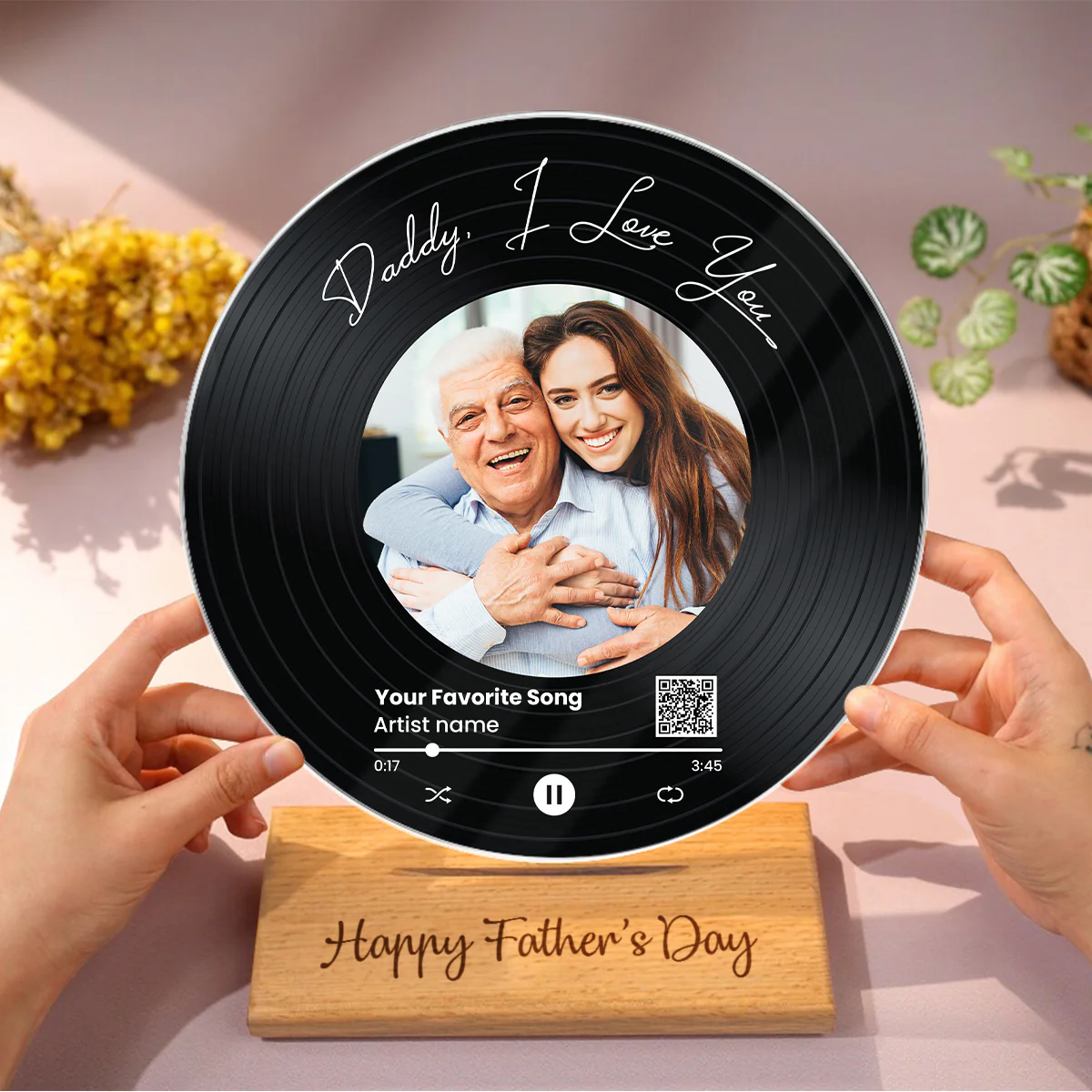 Daddy We Love You Upload Photo Favorite Song Scannable QR Code Personalized Acrylic Record Plaque - Image 7