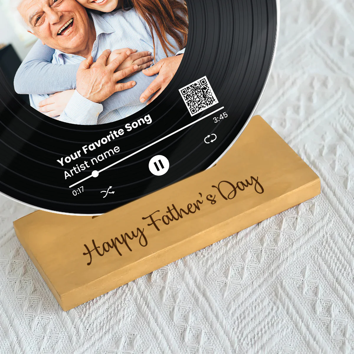 Daddy We Love You Upload Photo Favorite Song Scannable QR Code Personalized Acrylic Record Plaque - Image 8